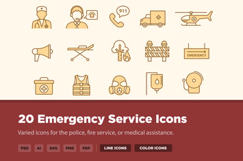20 Emergency Service Icons