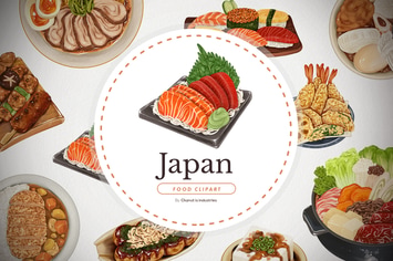 Japanese food - handdrawn elements
