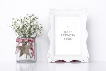 White Frame Mockup / PSD & JPG