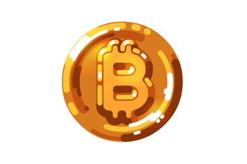Bitcoin logo in shining golden color