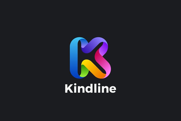 Letter K Logo design 3D Ribbon style
