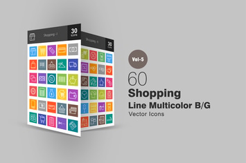 60 Shopping Line Multicolor Icons
