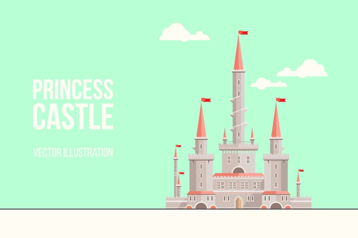 Princess Castle Flat Illustration