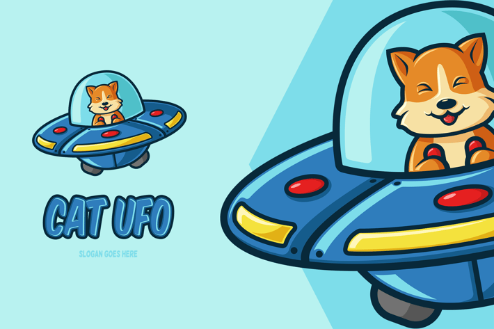 Cat Ufo - Mascot Logo
