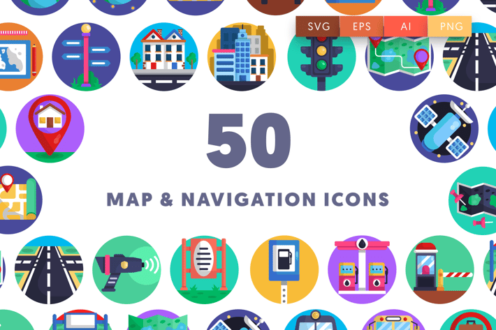 50 Map Navigation Icons