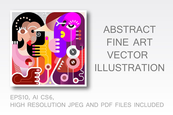 Two Women abstract fine art portrait (vector)