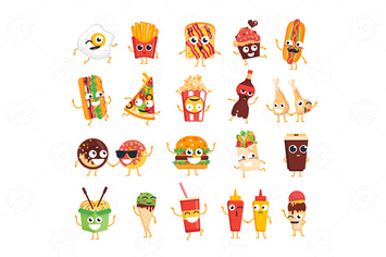 Fast Food - vector set of characters
