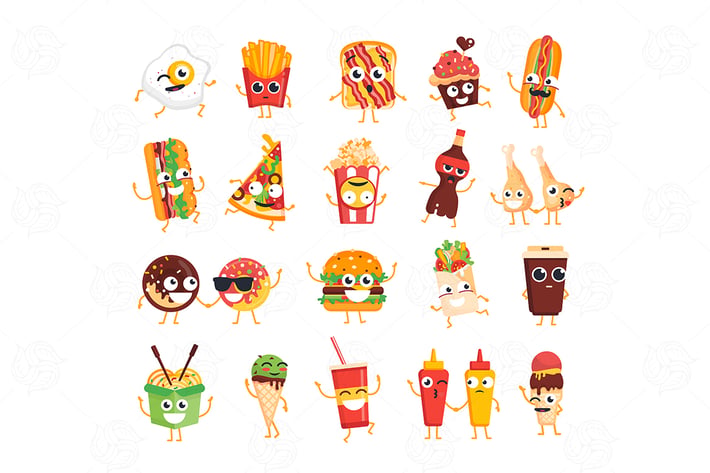 Fast Food - vector set of characters
