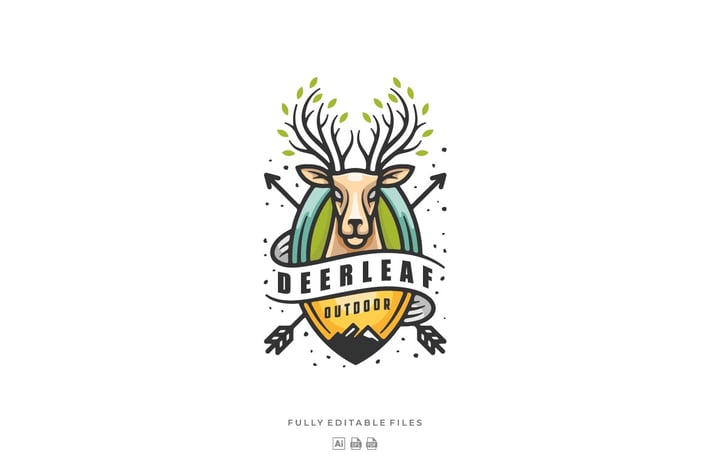 Deer Leaves Badge Logo