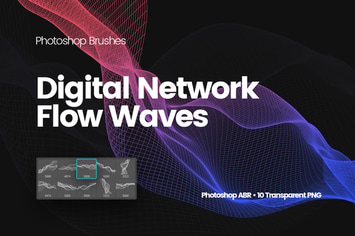Digital Network Flow of Waves Photoshop Brushes