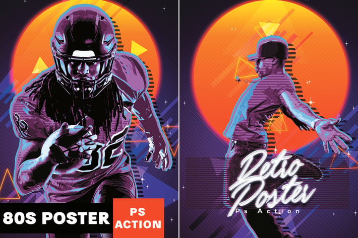 80's Retro Poster Photoshop Action