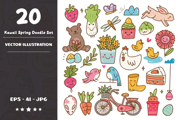 Kawaii Spring Doodle Set