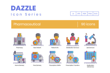 90 Pharmaceutical Line Icons