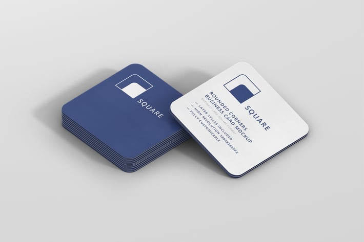 Business Card Mockup Stack Square Round Corners
