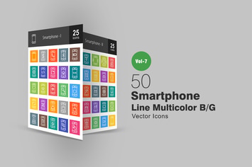 50 Smartphone Line Multicolor B/G Icons
