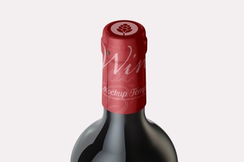 Red Wine Cap Bottle Mockup