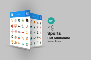 49 Sports Flat Multicolor Icons