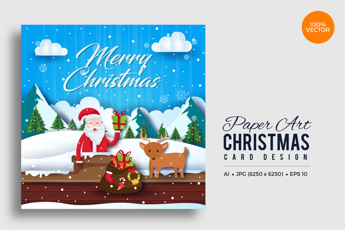 Merry Christmas Square Vector Card Vol.15
