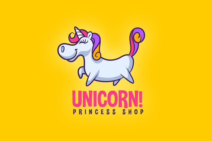 Cartoon Cute Unicorn Mascot Logo