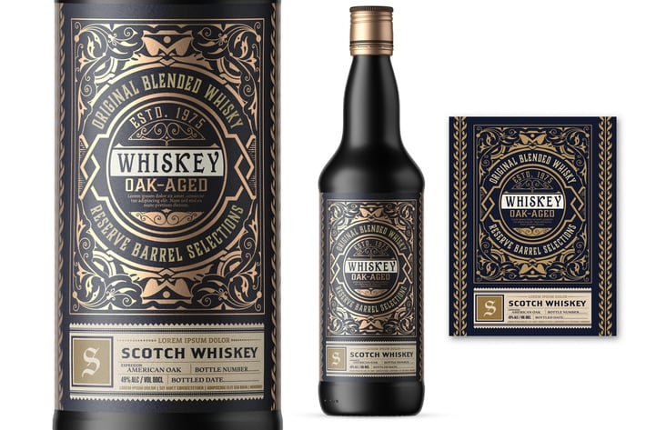 Vintage Whiskey Label Packaging Layout 