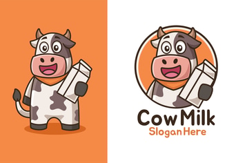 Cartoon Cow with Milk