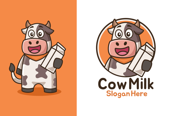 Cartoon Cow with Milk
