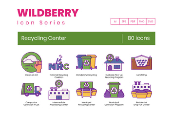 80 Recycling Center Line Icons