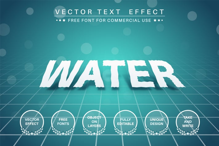 Water paper - editable text effect,  font style