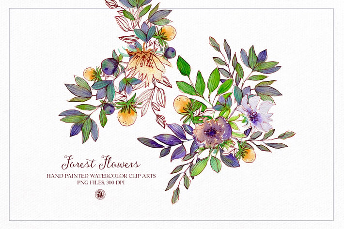 Forest Flowers - watercolor set