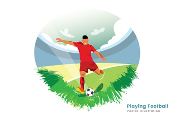 Playing Football Vector Illustration