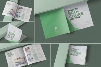 Square Bifold Brochure Mockups