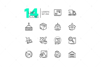Logistics - modern thin line design icons set