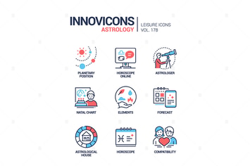 Astrology concept - modern line design style icons