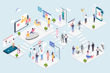 Applied Blockchain to Technology Isometric 