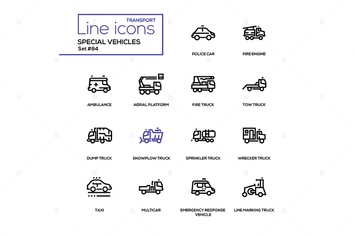 Special vehicles - line design icons set