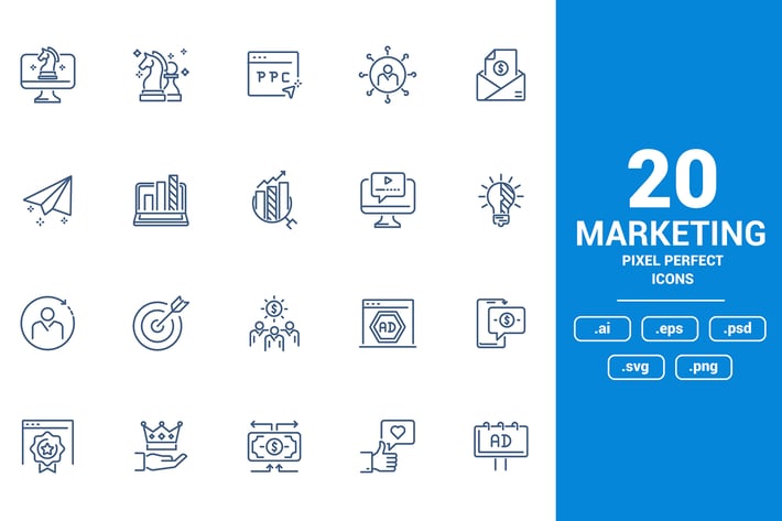 Flat line icons design - Marketing