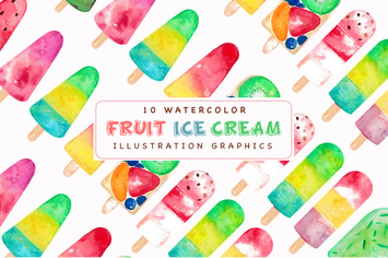 Fruit Ice Cream Watercolor