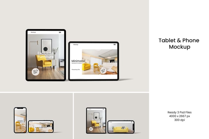 Front View Phone and Tablet Mockup