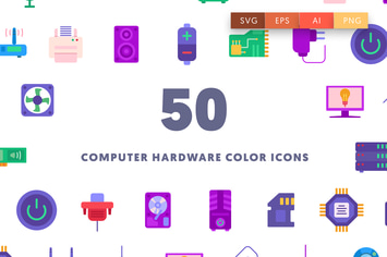 Computer Hardware Color Icons