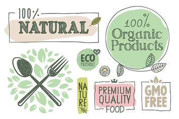 Organic Food Labels and Badges Collection
