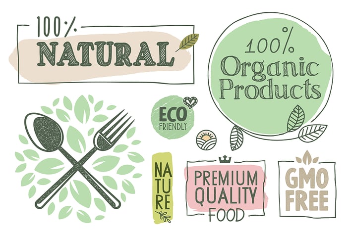 Organic Food Labels and Badges Collection