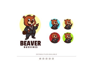 Beaver Cartoon Character Logo