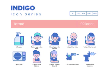 90 Tattoo Line Icons