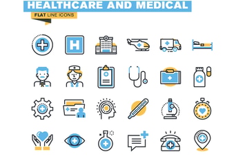 Flat line colorful icons collection 