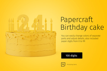 Paper model Birthday Cake DIY