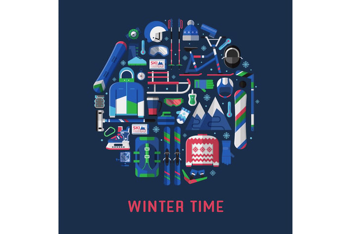 Winter Time Card with Circle Print
