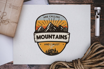 Mountains Calling Badge / Vintage Travel Logo