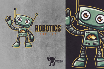 Retro Vintage Cartoon Toy Robot Mascot Logo 2.0