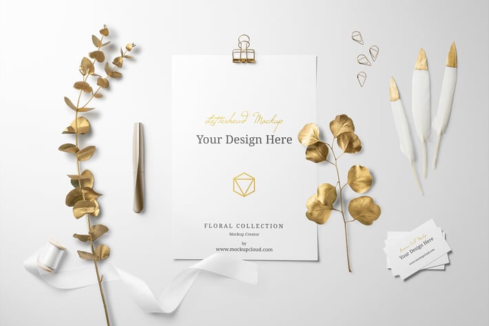 Golden Floral Branding Mockup