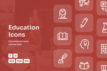 Education Dashed Line Icons